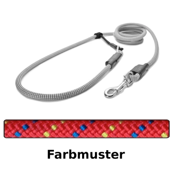 EASYLONG Hundeleine - M - 2m - rot mit blauen und gelben Punkten